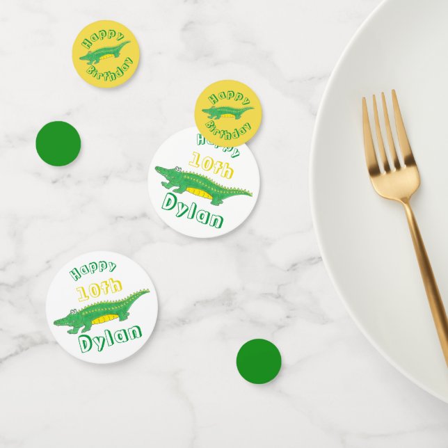 Birthday Party Yellow Green Alligator Crocodile Confetti (Group)