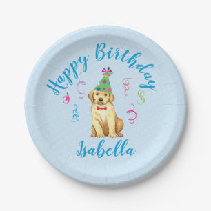 Birthday Party Yellow Lab Paper Plate