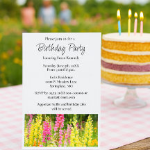 Birthday Party Yellow Pink Flower Invitation