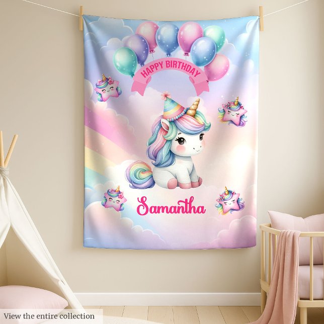 Birthday Pastel Unicorn Blanket for Girl (Birthday Pastel Unicorn Blanket for Girl)