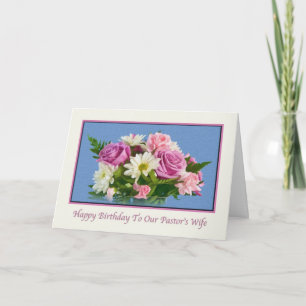 Birthday, Pastor's Wife, Flowers, Birds Card