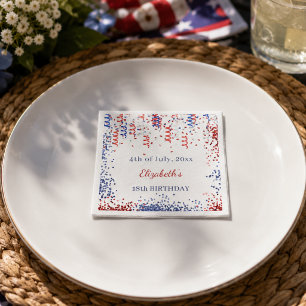 Birthday patriotic USA red white blue Napkin