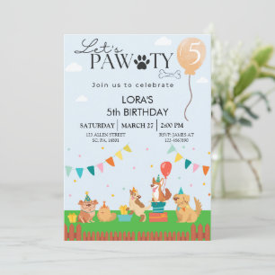 Birthday Paw-ty Cute Puppy Dogs Invitation 