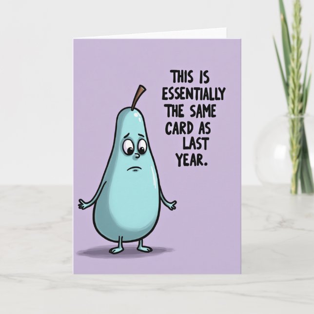 Birthday Pear Illustration Card (Front)