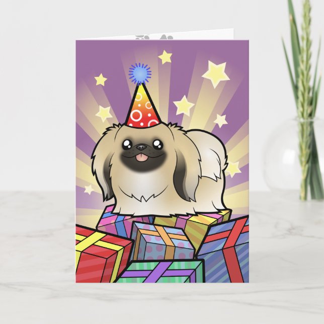 Birthday Pekingese (show cut) Card (Front)