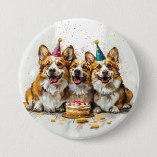 Birthday Pembroke Welsh Corgi Dogs 3 Inch Round Button