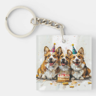 Birthday Pembroke Welsh Corgi Dogs Keychain