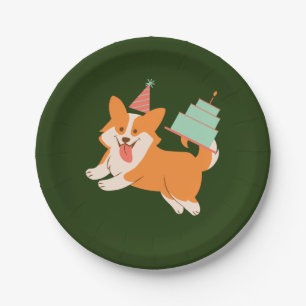 Birthday Pembroke Welsh Corgi Paper Plate