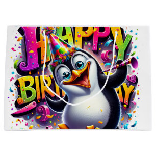 Birthday Penguin by Natasha Us Large Gift Bag