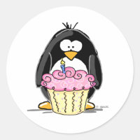 Birthday Penguin with Cupcake
