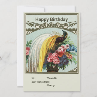 Birthday personalize peacock card