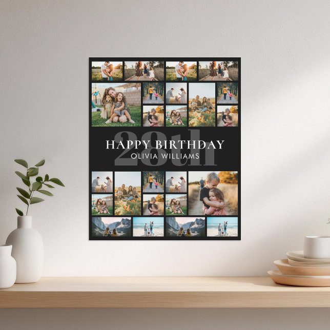 Birthday Personalized 24 Photo Collage Poster (Creator Uploaded)