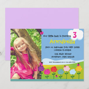 Birthday Personalized Invitation Lady Bug Florals