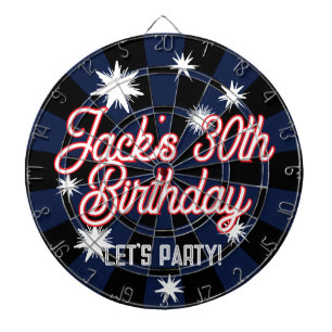 BIRTHDAY Personalized Name - Midnight Sky & Stars Dartboard