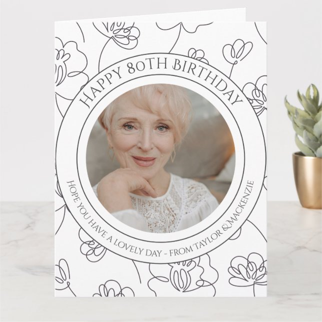 Birthday Personalized Photo and Text Card (Small Plant)