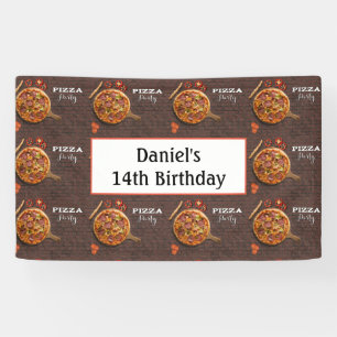 Birthday Personalized Pizza Party Banner