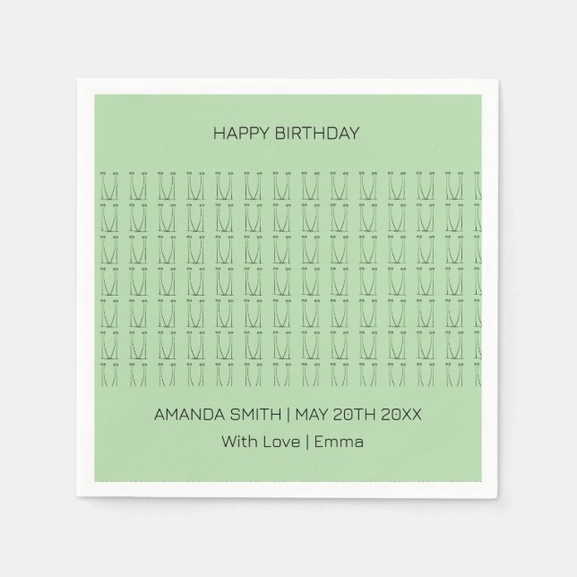 Birthday, Personalized Silhouette Coconut Trees Napkin (Front)