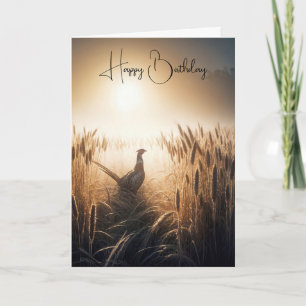 Birthday Pheasant in Wheat Field Card