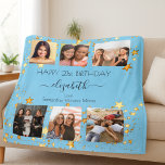 Birthday photo baby blue gold best friends fleece blanket<br><div class="desc">A gift from friends for a woman's 21st (or any age) birthday, celebrating her life with a collage of 6 of your high quality photos of her, her friends, family, interest or pets. Personalize and add her name, age 21 and your names. A trendy baby blue background colour. Her name...</div>