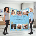 Birthday photo baby blue gold best friends fleece blanket<br><div class="desc">A gift from friends for a woman's 21st (or any age) birthday, celebrating her life with a collage of 6 of your high quality photos of her, her friends, family, interest or pets. Personalize and add her name, age 21 and your names. A trendy baby blue background colour. Her name...</div>