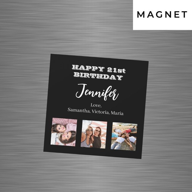 Birthday photo best friends black white magnet (Creator Uploaded)