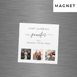 Birthday photo best friends magnet<br><div class="desc">A card from friends for a woman's 21st (or any age) birthday, celebrating her life with 3 of your photos of her, her friends, family, interest or pets. Personalize and add her name, age 21 and your names. Black coloured letters. A chic classic white background. Her name is written with...</div>
