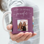 Birthday photo best friends names plum purple coffee mug<br><div class="desc">A gift from friends for a woman's 21st birthday, celebrating her life with 3 of your photos of her, her friends, family, interest or pets. Personalize and add her name, age 21 and your names. A girly, feminine plum, purple coloured background. Her name is written with a modern hand lettered...</div>