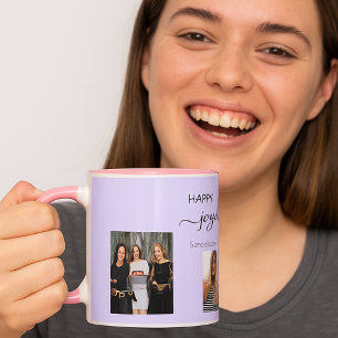 Birthday photo best friends names violet lavender mug