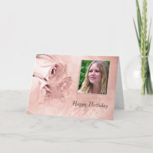 Birthday photo card with a rose