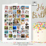 Birthday Photo Collage 45 Pictures Any Age Custom<br><div class="desc">Celebrate a BIG birthday for any age with BIG memories on a BIG photo collage greeting card featuring 45 square pictures! Personalize with your custom greeting and well wishes as all text is editable throughout the card. PHOTO TIP: Choose photos with the subject in the middle and/or pre-crop into square...</div>