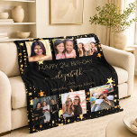 Birthday photo collage black gold best friends fleece blanket<br><div class="desc">A gift from friends for a woman's 21st birthday, celebrating her life with a collage of 6 of your high quality photos of her, her friends, family, interest or pets. Personalize and add her name, age 21 and your names. Golden text. A chic, classic black background colour. Her name is...</div>