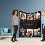 Birthday photo collage black gold best friends fleece blanket<br><div class="desc">A gift from friends for a woman's 21st birthday, celebrating her life with a collage of 6 of your high quality photos of her, her friends, family, interest or pets. Personalize and add her name, age 21 and your names. Golden text. A chic, classic black background colour. Her name is...</div>