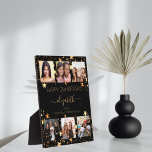 Birthday photo collage black gold best friends plaque<br><div class="desc">A gift from friends for a woman's 21st birthday, celebrating her life with a collage of 6 of your high quality photos of her, her friends, family, interest or pets. Personalize and add her name, age 21 and your names. Golden text. A chic, classic black background colour. Her name is...</div>
