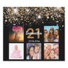 Birthday photo collage black gold glitter name