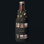 Birthday photo collage black gold stars friends bottle cooler<br><div class="desc">A gift from friends for a woman's 21st birthday, celebrating her life with a collage of 6 of your high quality photos of her, her friends, family, interest or pets. Personalize and add her name, age 21 and your names. Light yellow text. A chic, classic black background colour. Her name...</div>