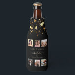 Birthday photo collage black gold stars friends bottle cooler<br><div class="desc">A gift from friends for a woman's 21st birthday, celebrating her life with a collage of 6 of your high quality photos of her, her friends, family, interest or pets. Personalize and add her name, age 21 and your names. Light yellow text. A chic, classic black background colour. Her name...</div>