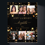 Birthday photo collage black gold stars friends paperweight<br><div class="desc">A gift from friends for a woman's 21st birthday, celebrating her life with a collage of 6 of your high quality photos of her, her friends, family, interest or pets. Personalize and add her name, age 21 and your names. Golden text. A chic, classic black background colour. Her name is...</div>