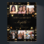 Birthday photo collage black gold stars friends paperweight<br><div class="desc">A gift from friends for a woman's 21st birthday, celebrating her life with a collage of 6 of your high quality photos of her, her friends, family, interest or pets. Personalize and add her name, age 21 and your names. Golden text. A chic, classic black background colour. Her name is...</div>