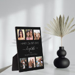 Birthday photo collage black white best friends plaque<br><div class="desc">A gift from friends for a woman's 21st birthday, celebrating her life with a collage of 6 of your high quality photos of her, her friends, family, interest or pets. Personalize and add her name, age 21 and your names. White text. A chic, classic black background colour. Her name is...</div>