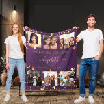 Birthday photo collage purple gold best friends  fleece blanket<br><div class="desc">A gift from friends for a woman's 21st birthday, celebrating her life with a collage of 6 of your high quality photos of her, her friends, family, interest or pets. Personalize and add her name, age 21 and your names. Golden text. A chic, feminine purple background colour. The purple background...</div>