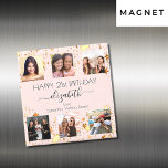 Birthday photo collage rose gold best friends magnet<br><div class="desc">For a woman's 21st (or any age) birthday, celebrating her life with a collage of 6 of your high quality photos of her, her friends, family, interest or pets. Personalize and add her name, age 21 and your names. Black text. A girly and feminine rose gold background colour. Her name...</div>
