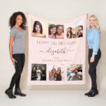 Birthday photo collage rose gold pink best friends fleece blanket<br><div class="desc">A gift from friends for a woman's 21st birthday, celebrating her life with a collage of 6 of your high quality photos of her, her friends, family, interest or pets. Personalize and add her name, age 21 and your names. Dark rose gold coloured letters. Girly and trendy rose gold, blush...</div>