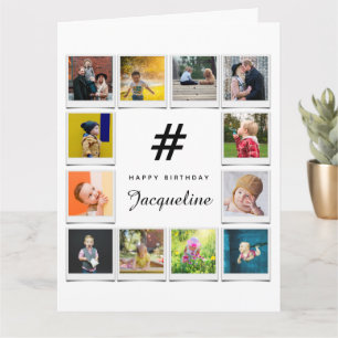 Birthday Photo Collage Template Any Age Name White