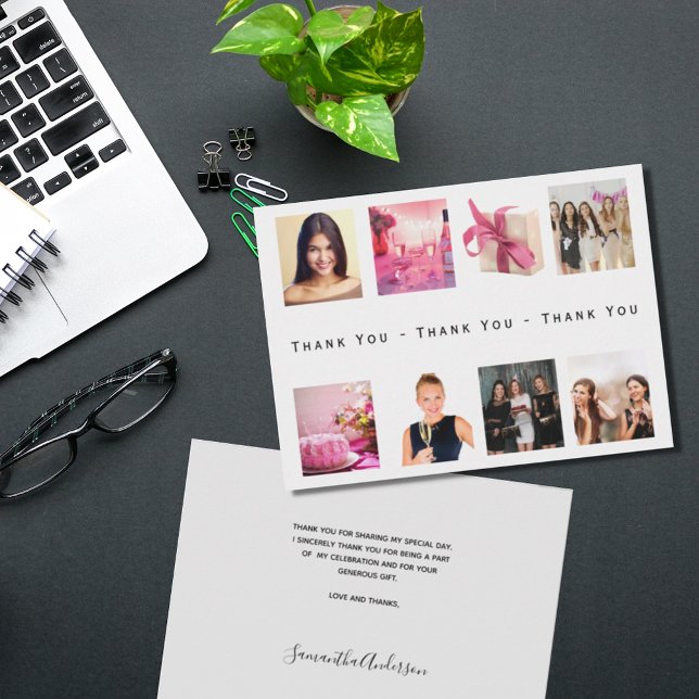 Birthday photo collage thank you card (Creator Uploaded)