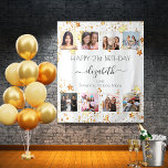 Birthday photo collage white gold best friends tapestry<br><div class="desc">A gift from friends for a woman's 21st (or any age) birthday, celebrating her life with a collage of 8 of your high quality photos of her, her friends, family, interest or pets. Personalize and add her name, age 21 and your names. Black text. A chic, classic white background colour....</div>