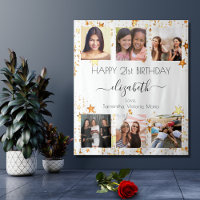 Birthday photo collage white gold best friends