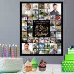 Birthday Photo Collage YEARS IN THE MAKING<br><div class="desc">Create a commemorative keepsake photo collage photo print you can frame to celebrate any age birthday for him or her with this easy-to-use template of 42 pictures through the years in editable black and gold featuring a calligraphy script typography title design # YEARS IN THE MAKING which incorporates their age...</div>