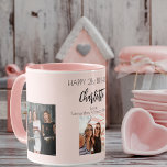 Birthday photo friend blush pink name mug<br><div class="desc">A gift from friends for a woman's 21st birthday, celebrating her life with 3 of your photos of her, her friends, family, interest or pets. Personalize and add her name, age 21 and your names. Black coloured letters. A girly, feminine blush pink, rose gold coloured background. Her name is written...</div>