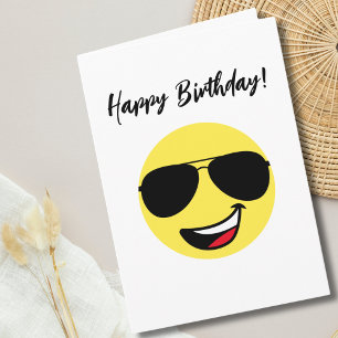 Birthday Photo Happy Face Aviator Glasses Funny Card