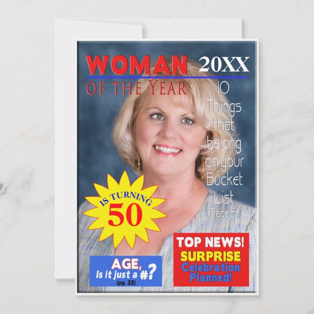 Birthday PHOTO Invitation- Magazine Cover Invitation (Front)